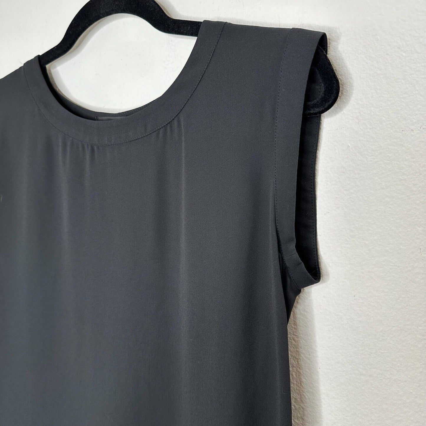J. Crew Black Sleeveless Banded Neck and Sleeve Round Hem Side Slit Blouse 0