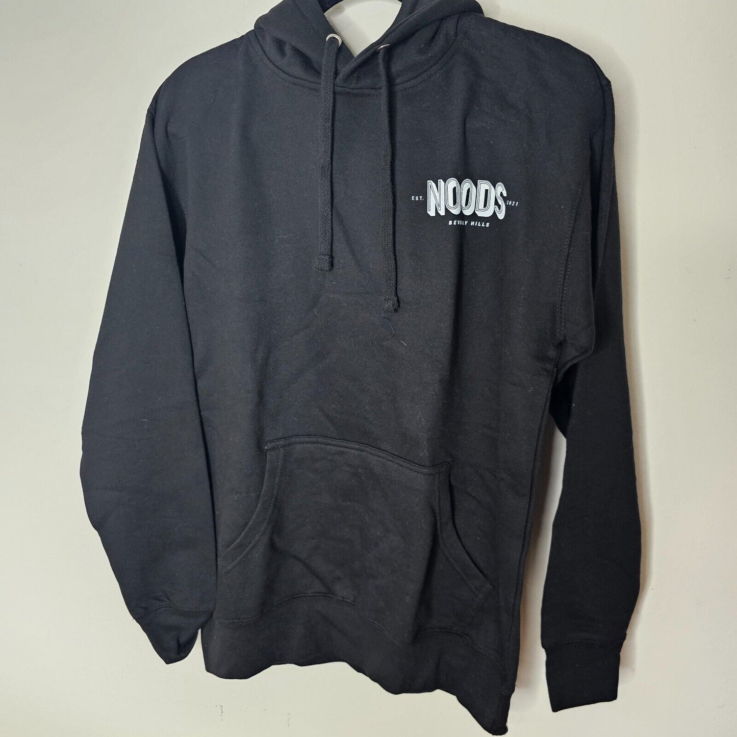 NWOT Black White Noods Get Lucky! Long Sleeve Front Pocket Hoodie Sweater Medium