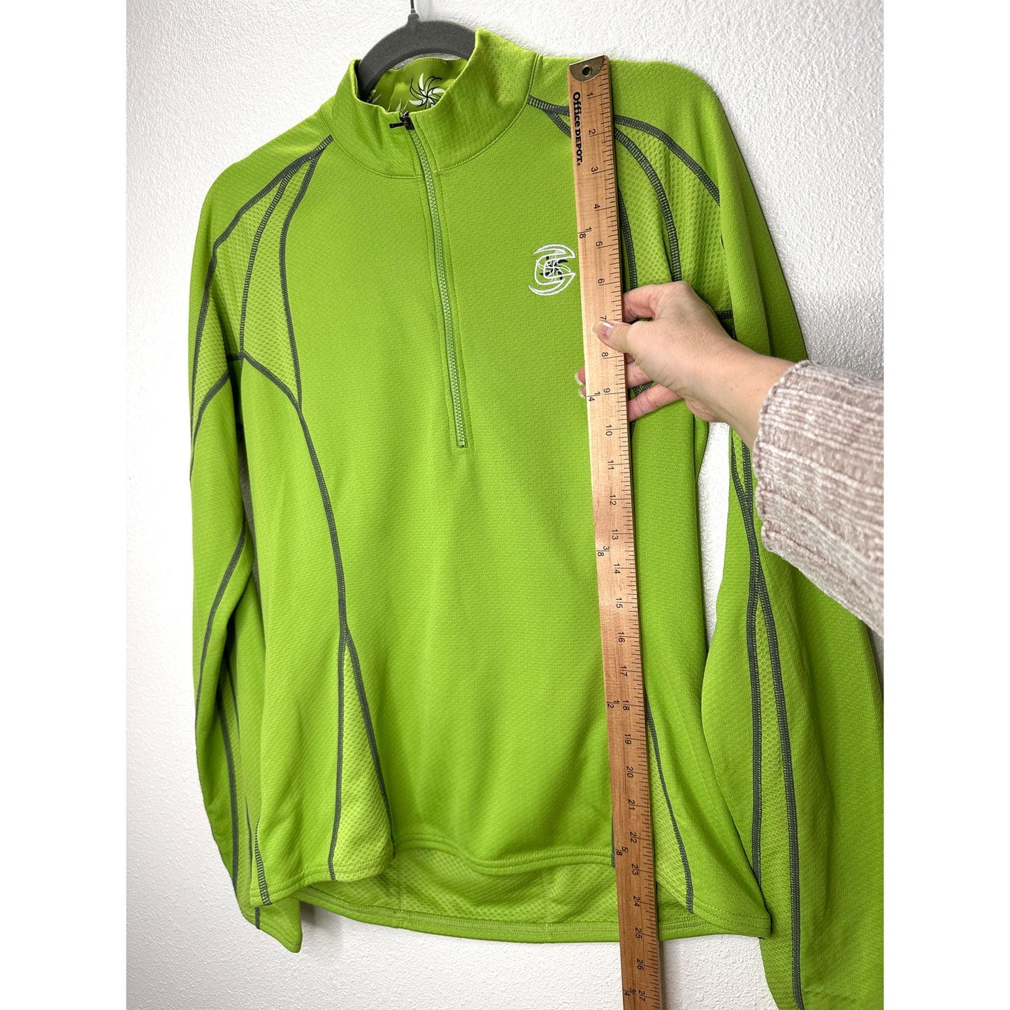 Cannondale Lime Green Front Zip Long Sleeve Workout Top L