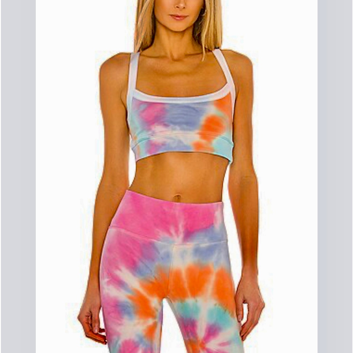 Chaser Pastel Pink Blue Orange Tie Dye Yoga Pants & Matching Sports Bra XS
