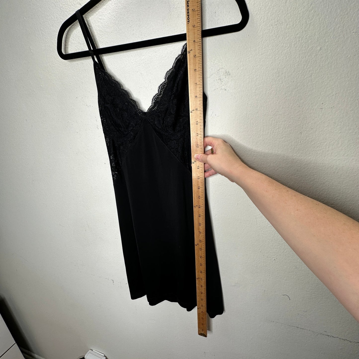 Guess Black Lace V-Neck Spaghetti Strap Slip Dress