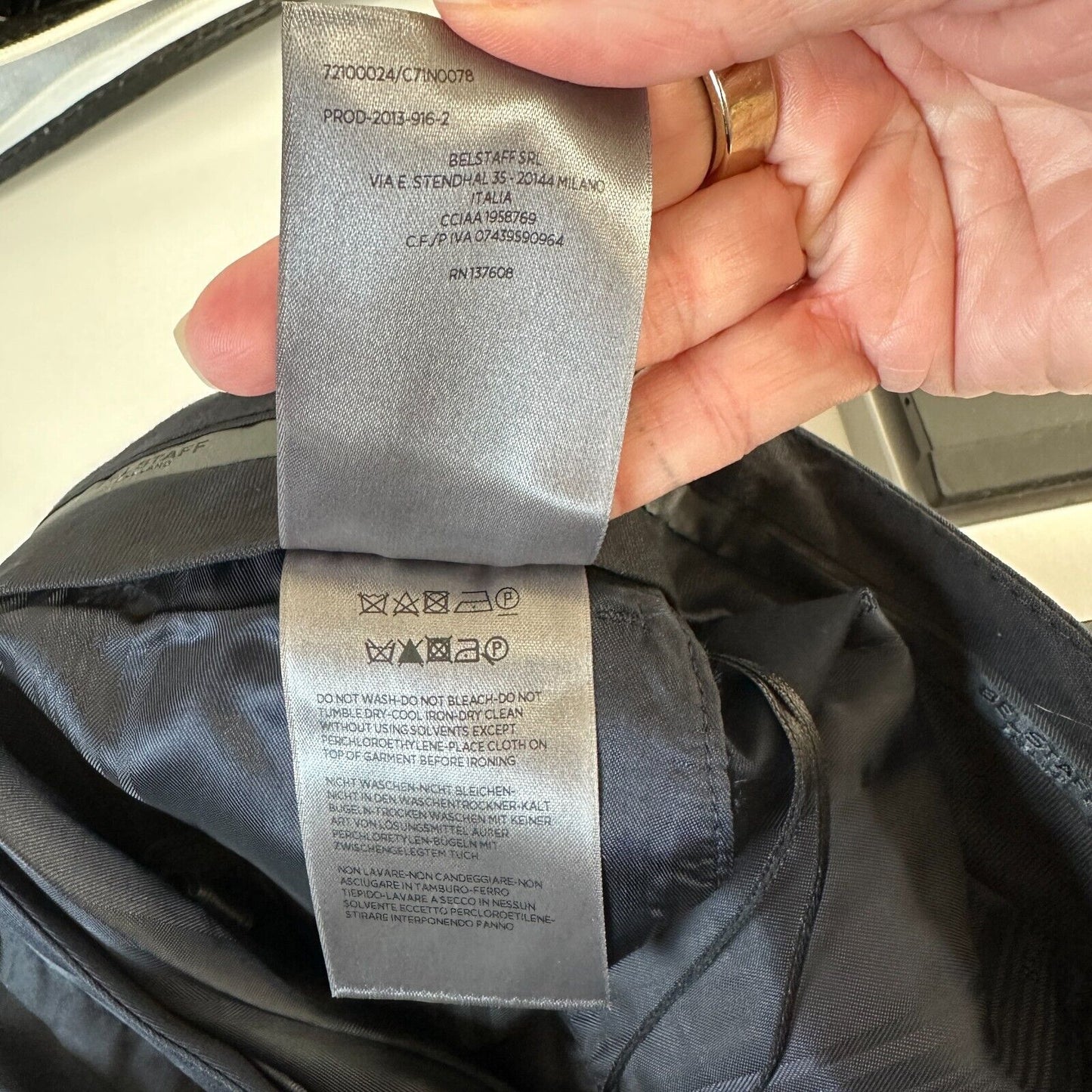 NWT Belstaff Midnight Black The Derby Classic Trouser Belt Loops Flare Legs 40