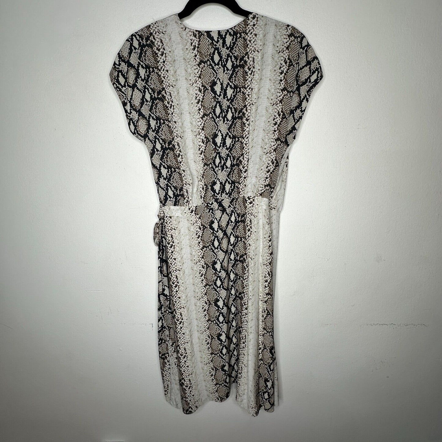 Joie Porcelain Bethwyn C Snakeskin Print Wrap Style A-Line Cap Sleeve Dress SM