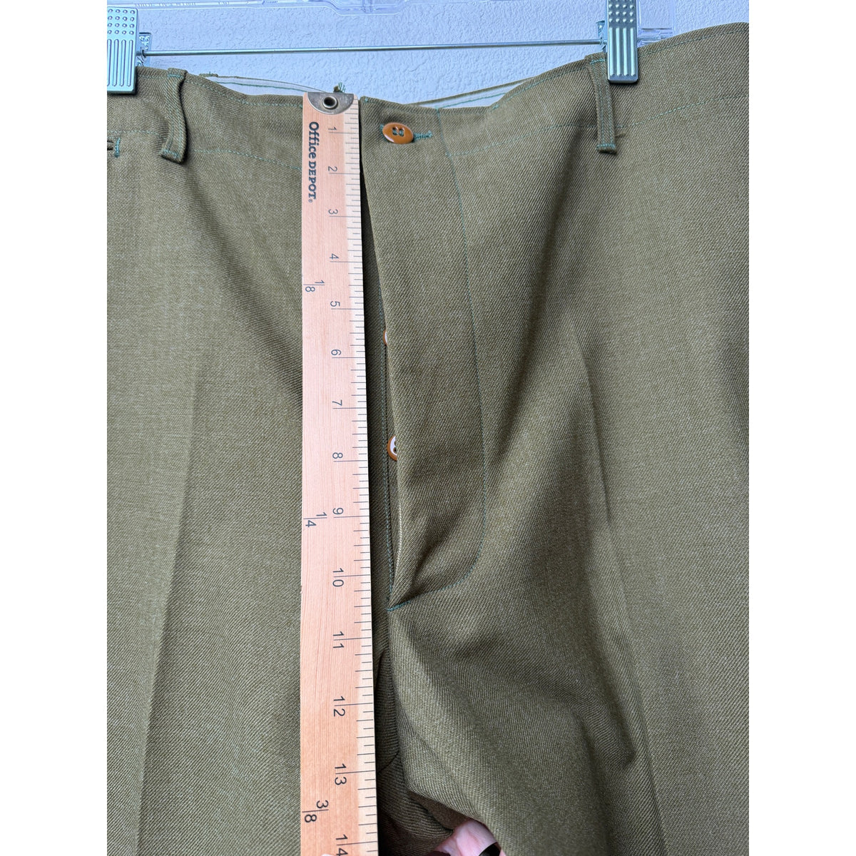 Vintage Olive Military Trousers Men's 38x34 Button Fly