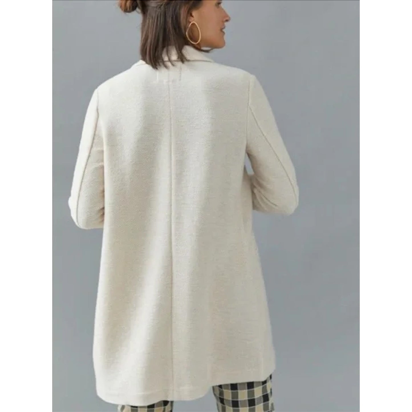 Sanctuary Cream Longline Knit Blazer 2 Button, Pocketed, Effortless Chic XSP