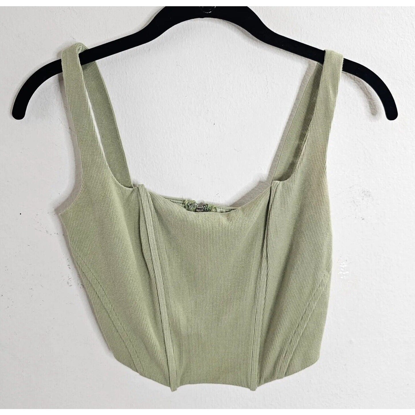Beige Botany Ultra Soft Structured Mint Green Square Neck Corset Crop Top Small