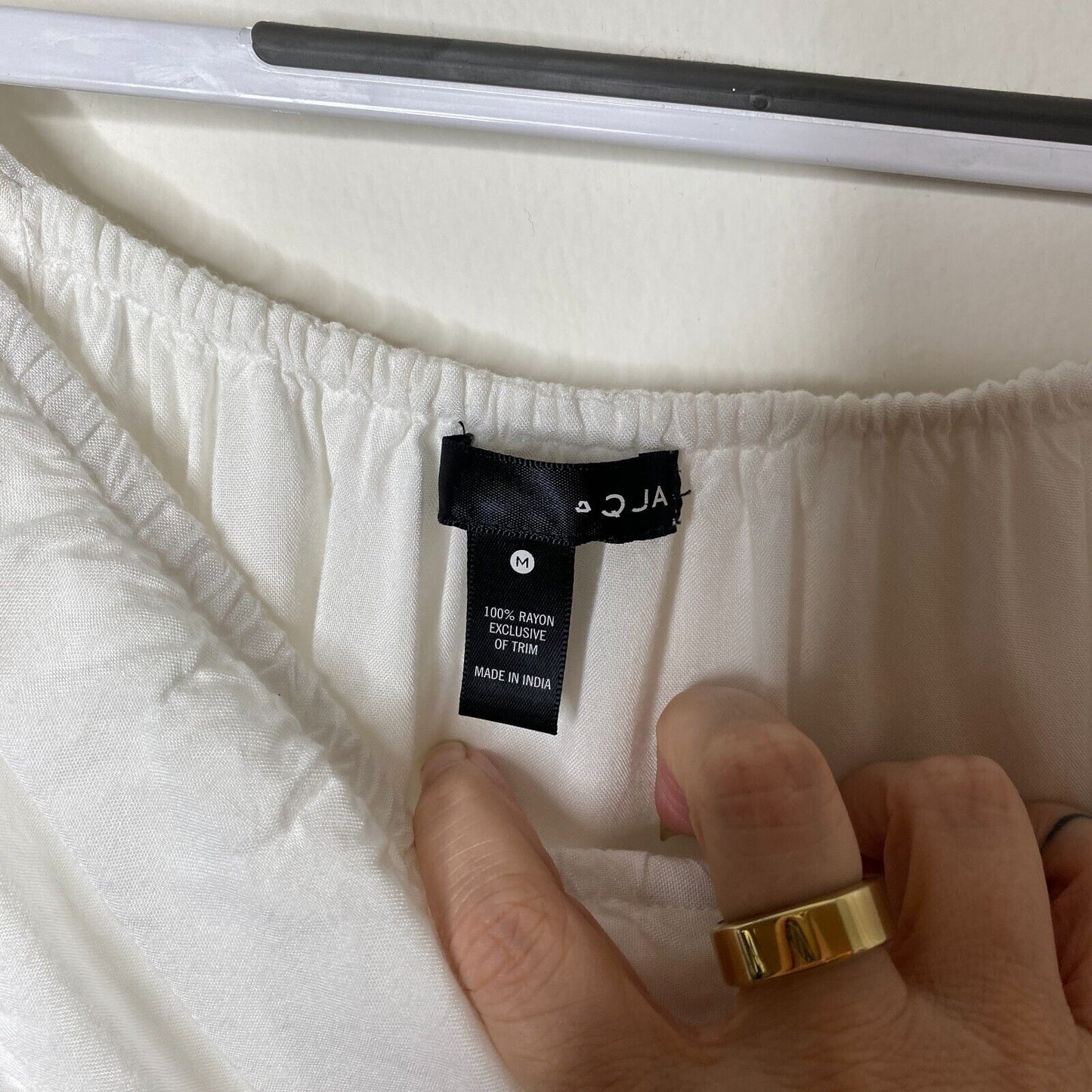 Aqua White Off-Shoulder Flowy Boho Dress Tiered Ruffle Empire Tie Waist Maxi Med