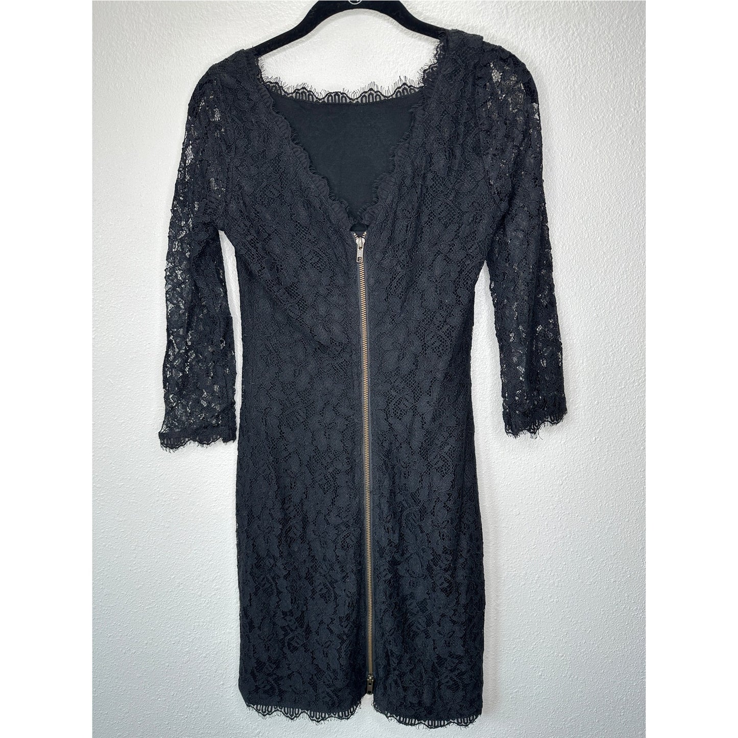Diane von Furstenberg Black Zarita Stretch Lace Shift Dress 4