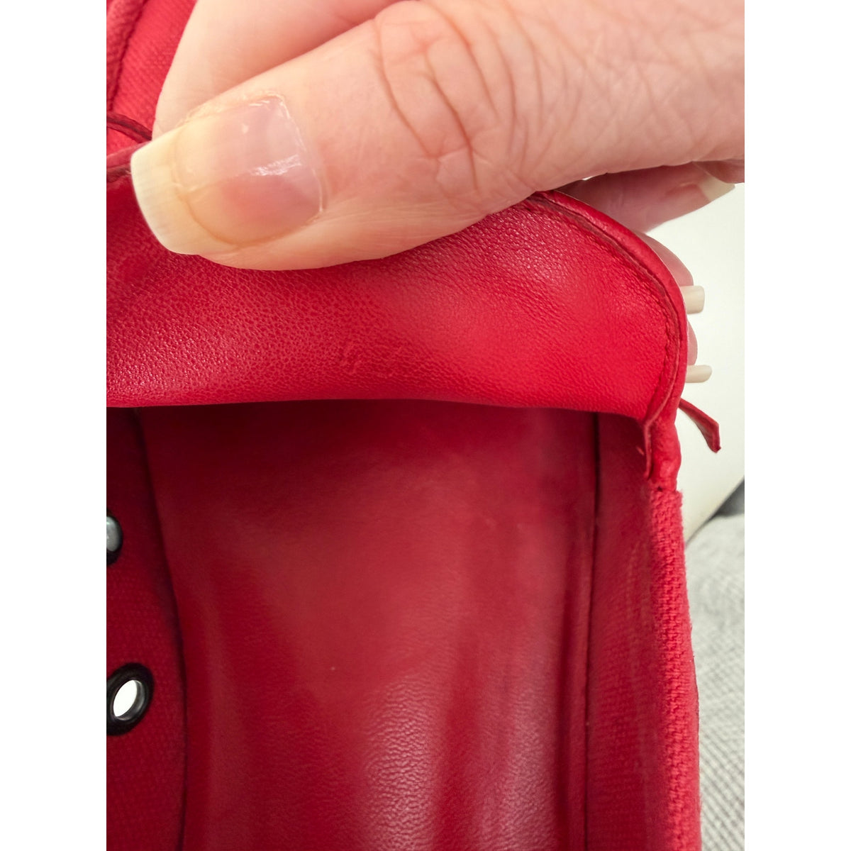 Hermès Red Canvas Boat Shoes Men's EU 43.5
