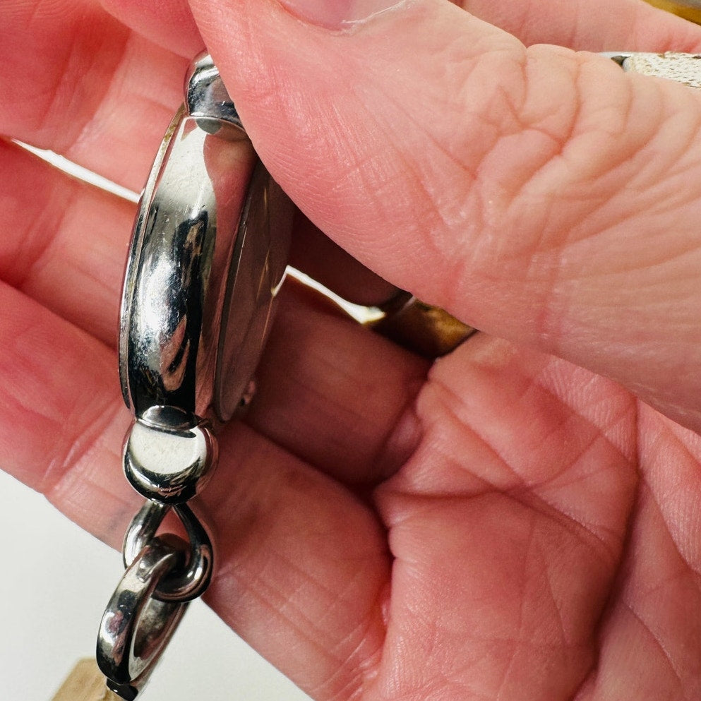 Dolce & Gabbana Ladies Silver Flock Diamante Quartz Watch White Band