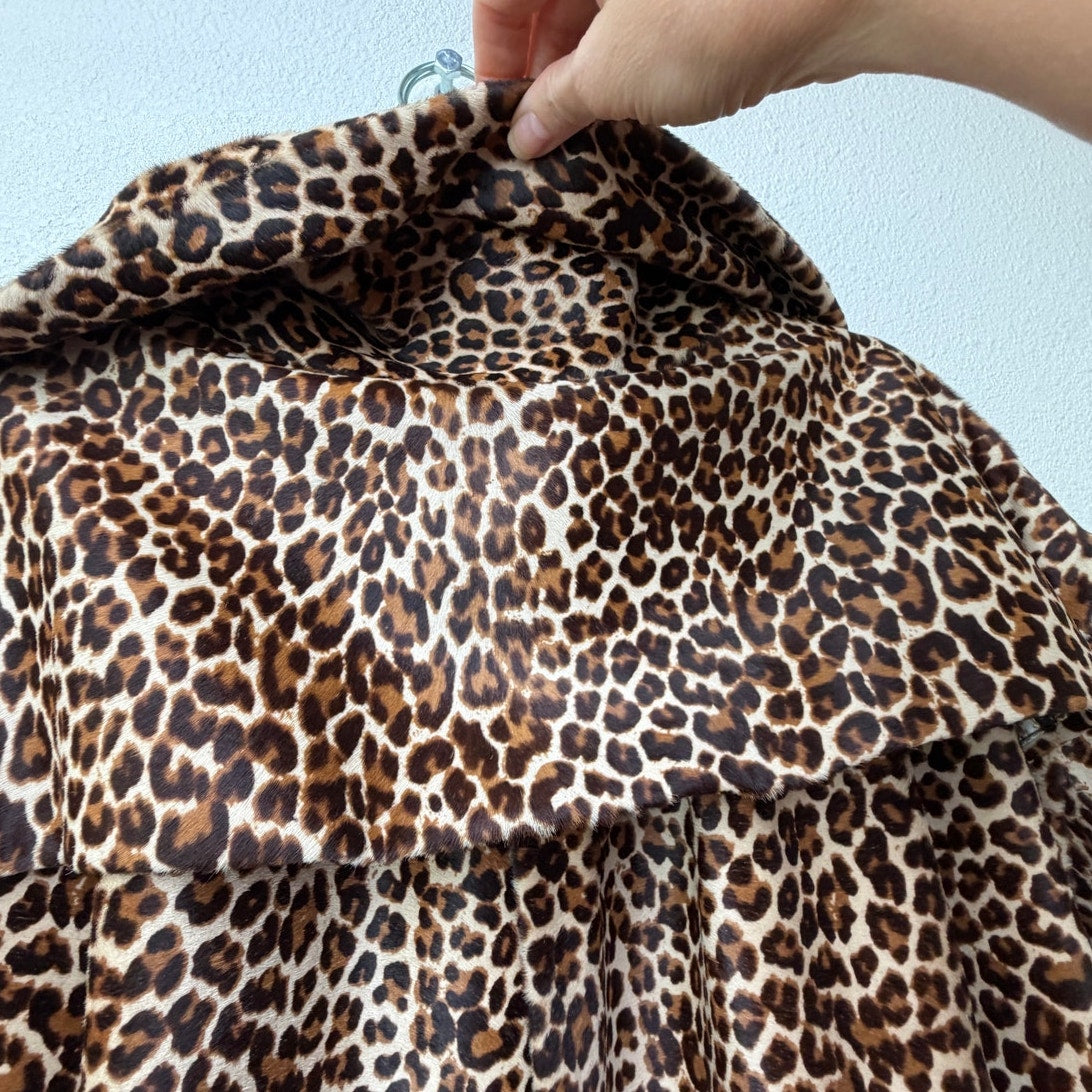 Alexx Brown Leopard Calf Hair Maxi Coat Women's US L/XL