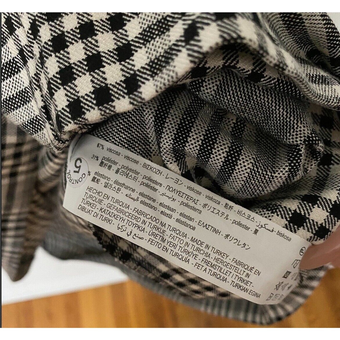 Zara Cute Gingham Plaid Shift Dress Short Sleeve Small Black and White Small