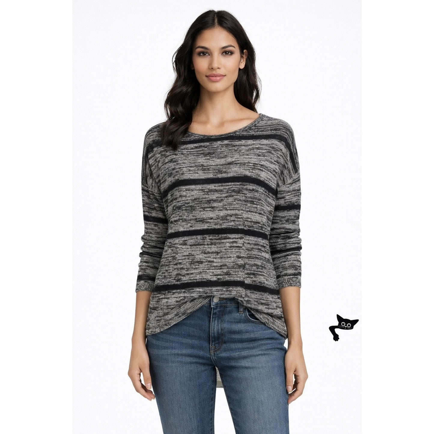 Eileen Fisher Organic Linen Striped Sweater L