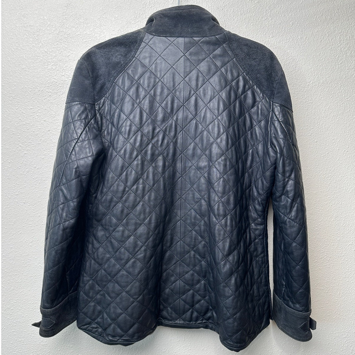 Coach Quilted Leather Jacket Black Women M Suede Trim