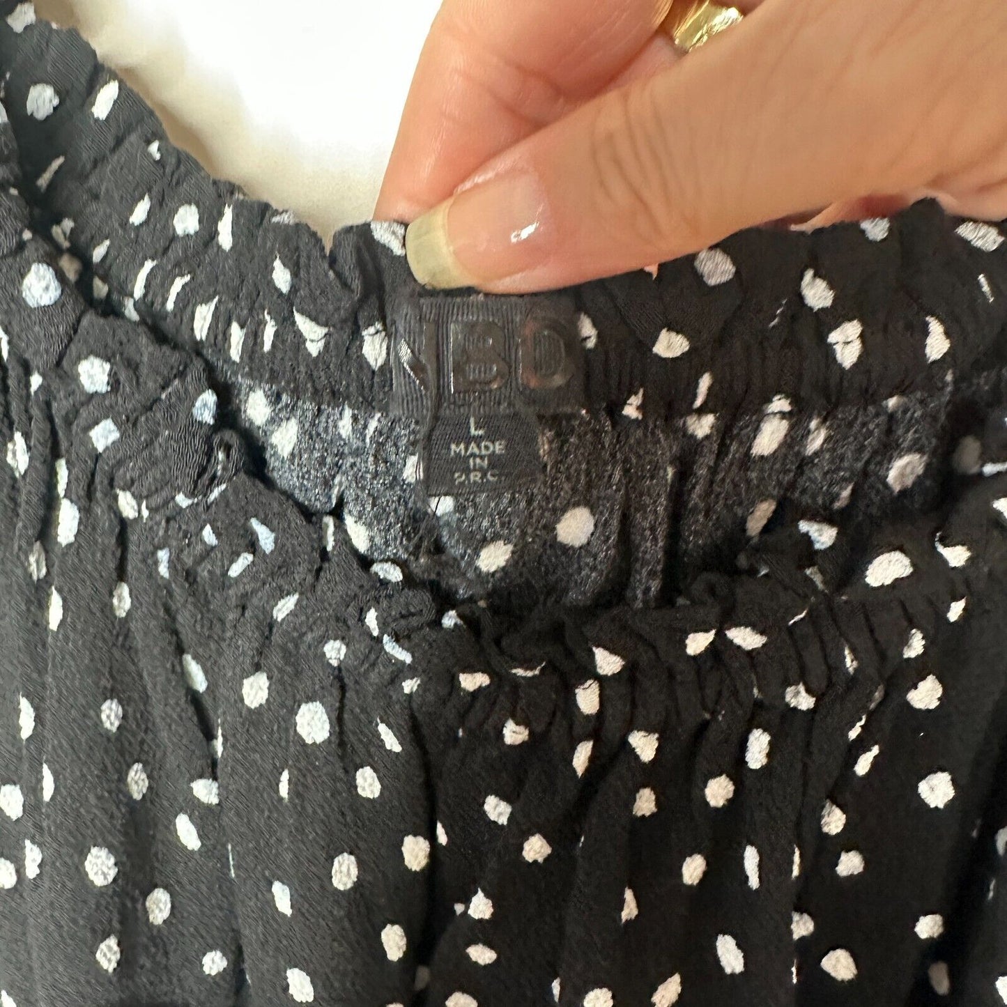 Revolve NBD Cute Black & White Polka Dot Off-Shoulder Ruffled Crop Top Blouse L