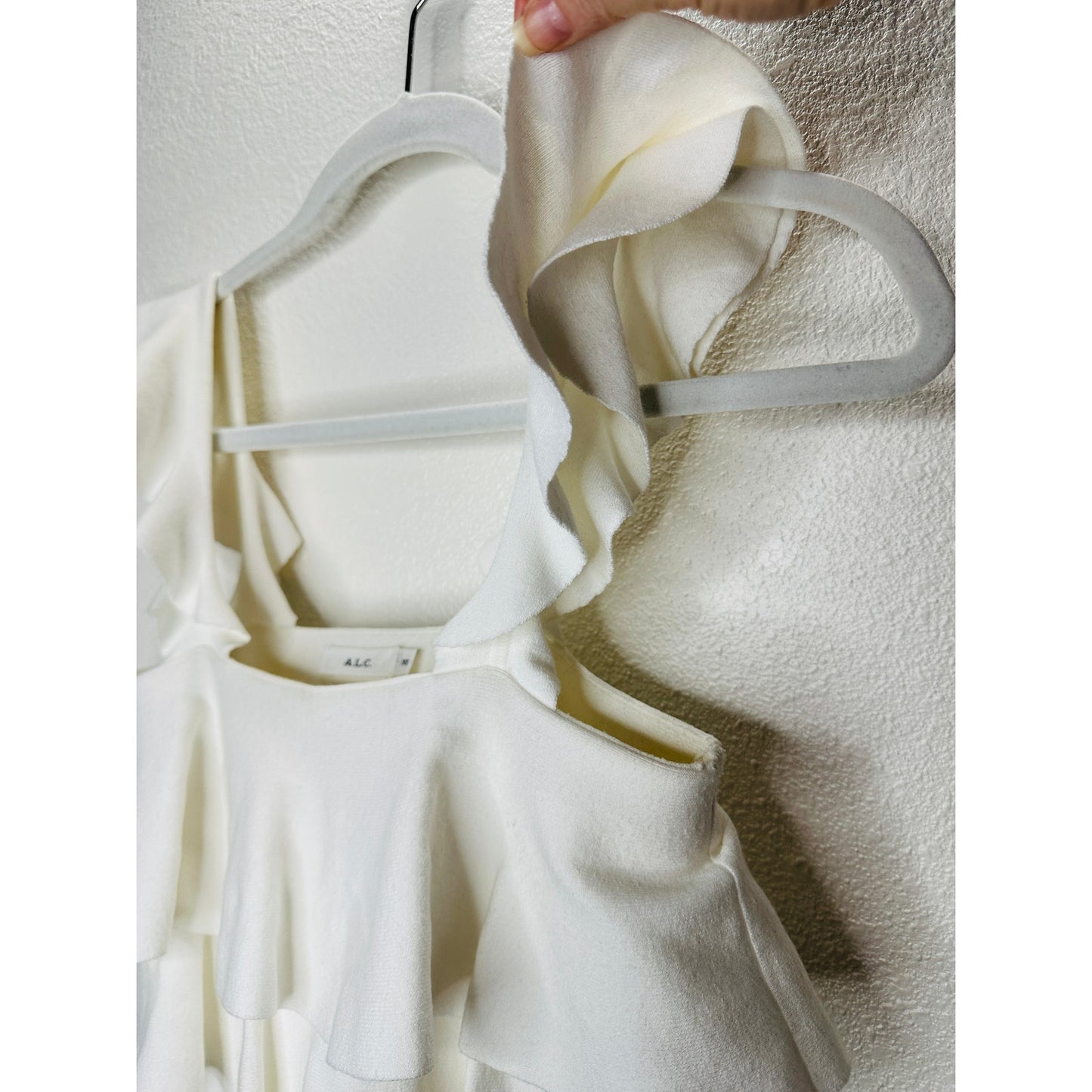 A.L.C. Rowley Ivory Tiered Ruffle Straight Neckline Tank XS