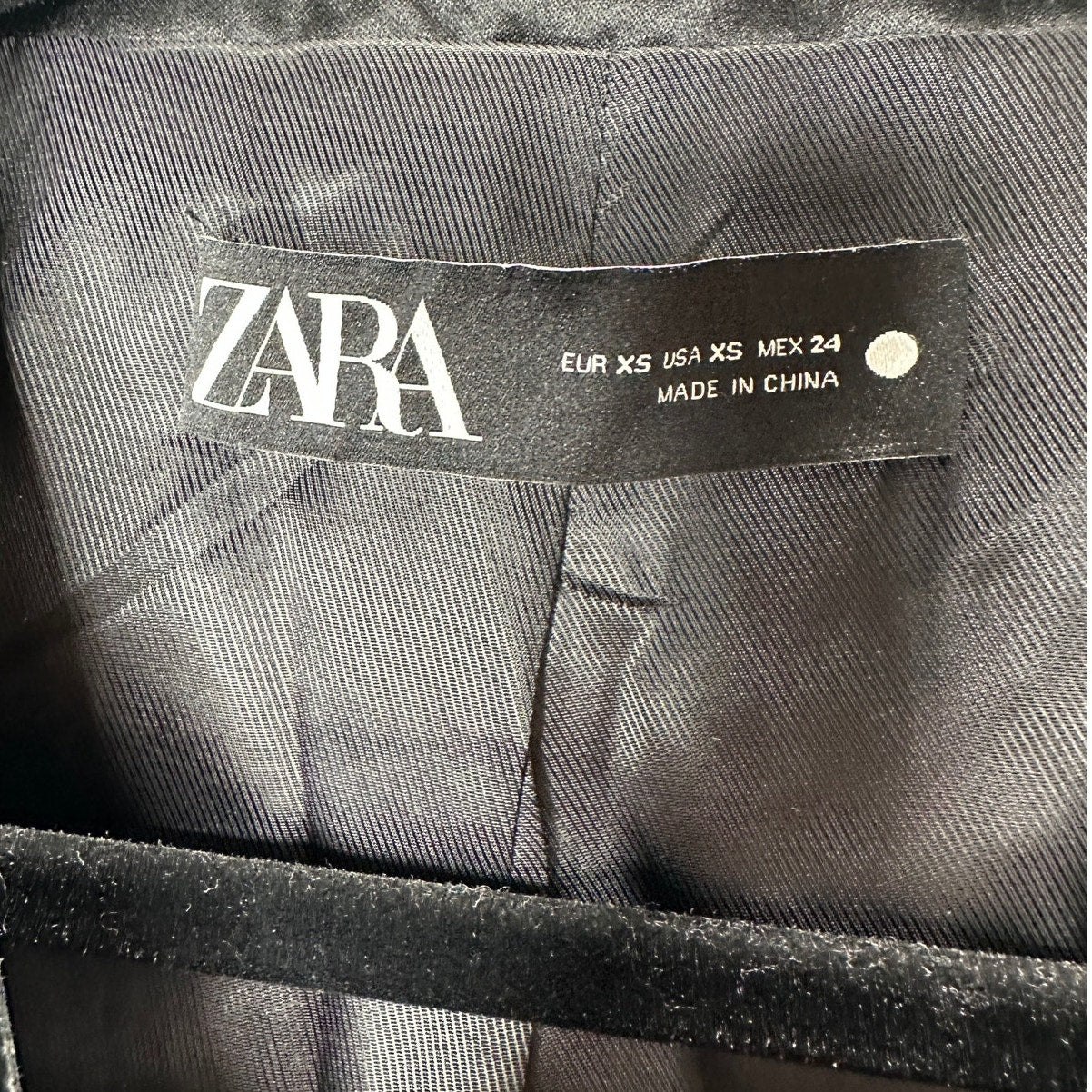 Zara Black Velour Tailored Button Front Vest  Front Flap Details XS