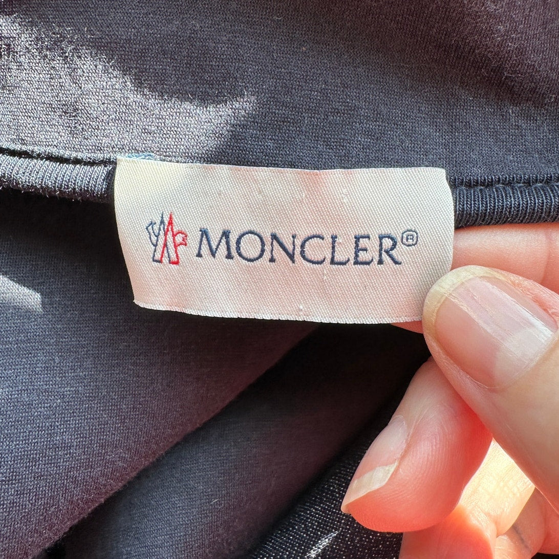 Moncler Maglia Cardigan Dark Wash Denim Blue Zip Hooded Jacket L