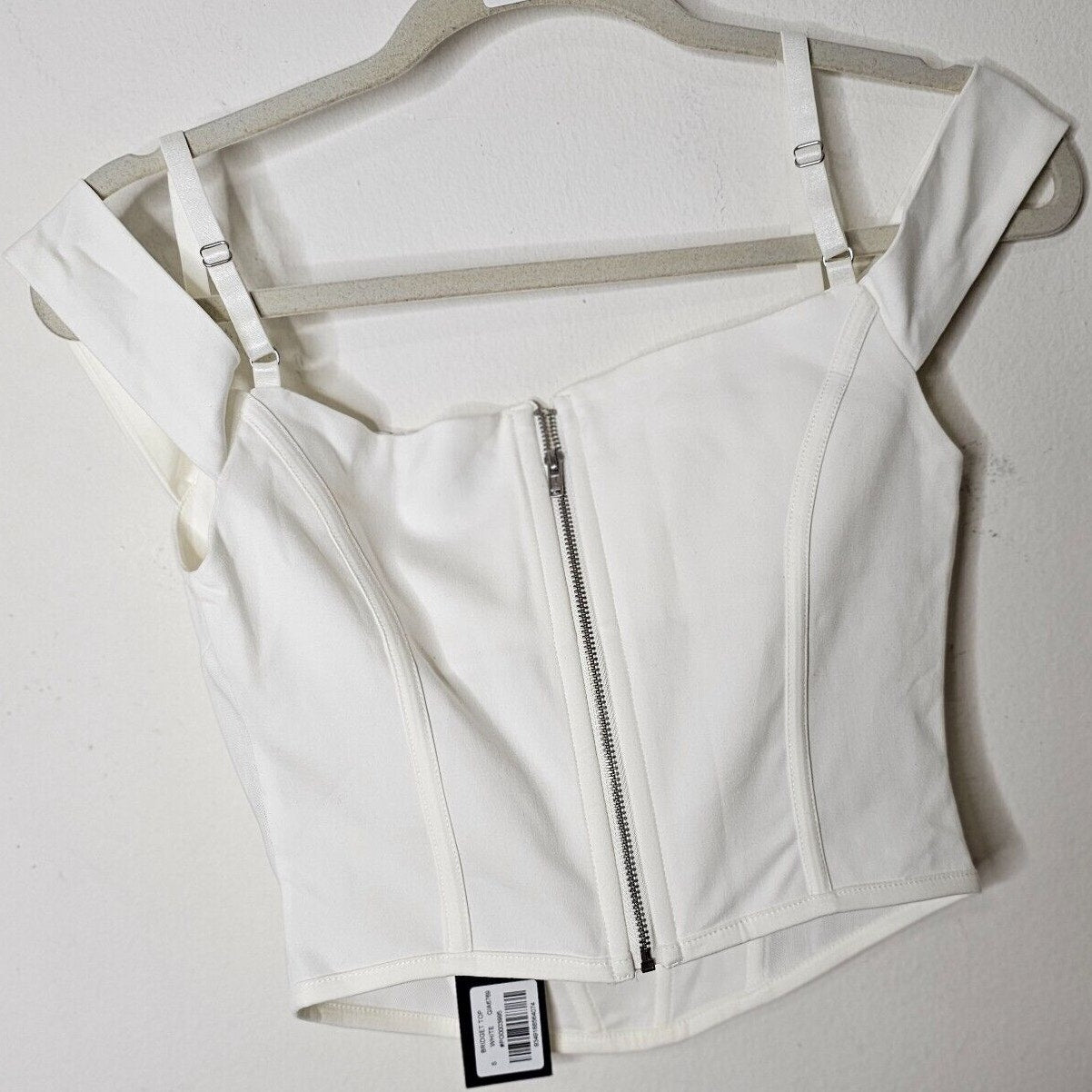 NWT I.Am.Gia. White Bridget Off The Shoulder Corset Boning Top Back Zip S