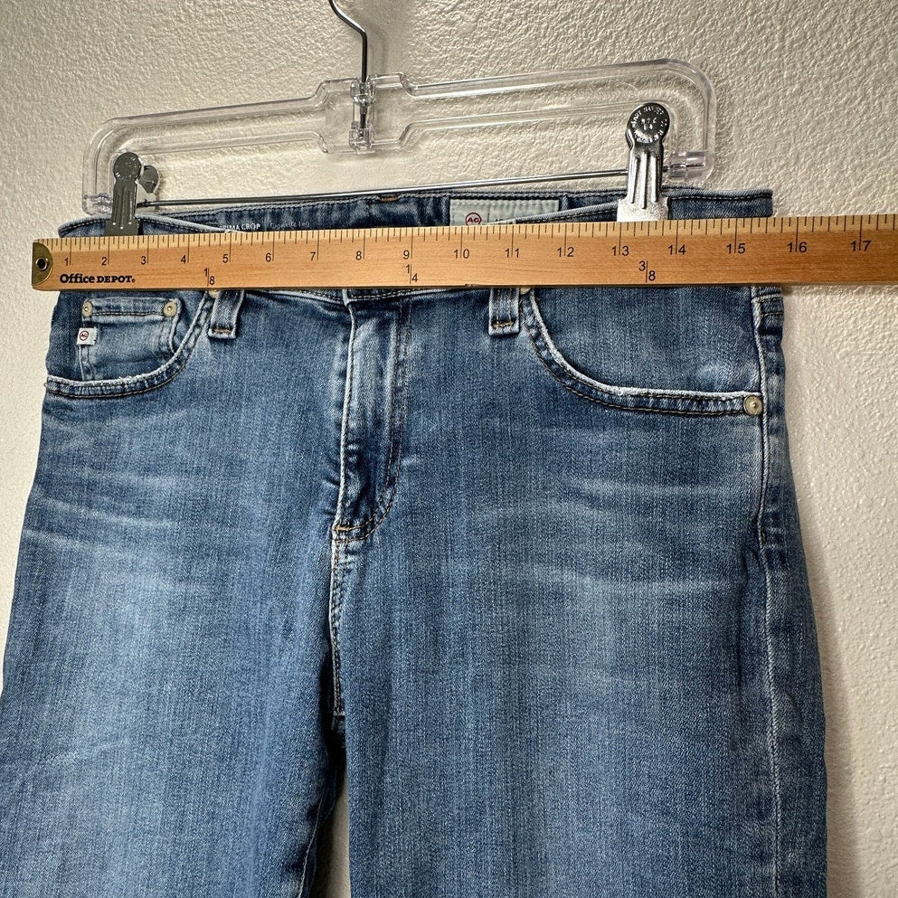 AG Medium Wash Whiskered Prima Crop Cigarette Leg Jeans 30
