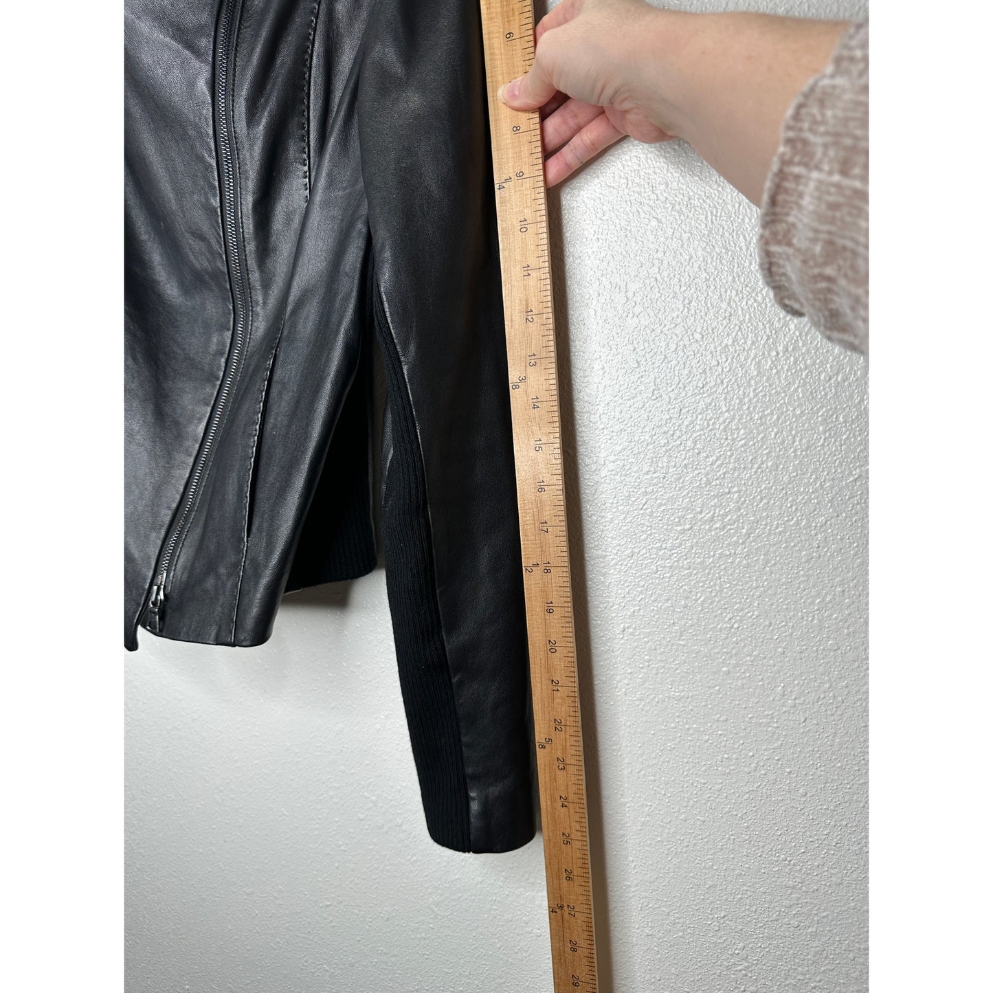 Vince Black Soft Lamb Leather Scuba Moto Jacket Asymmetrical Zip  S