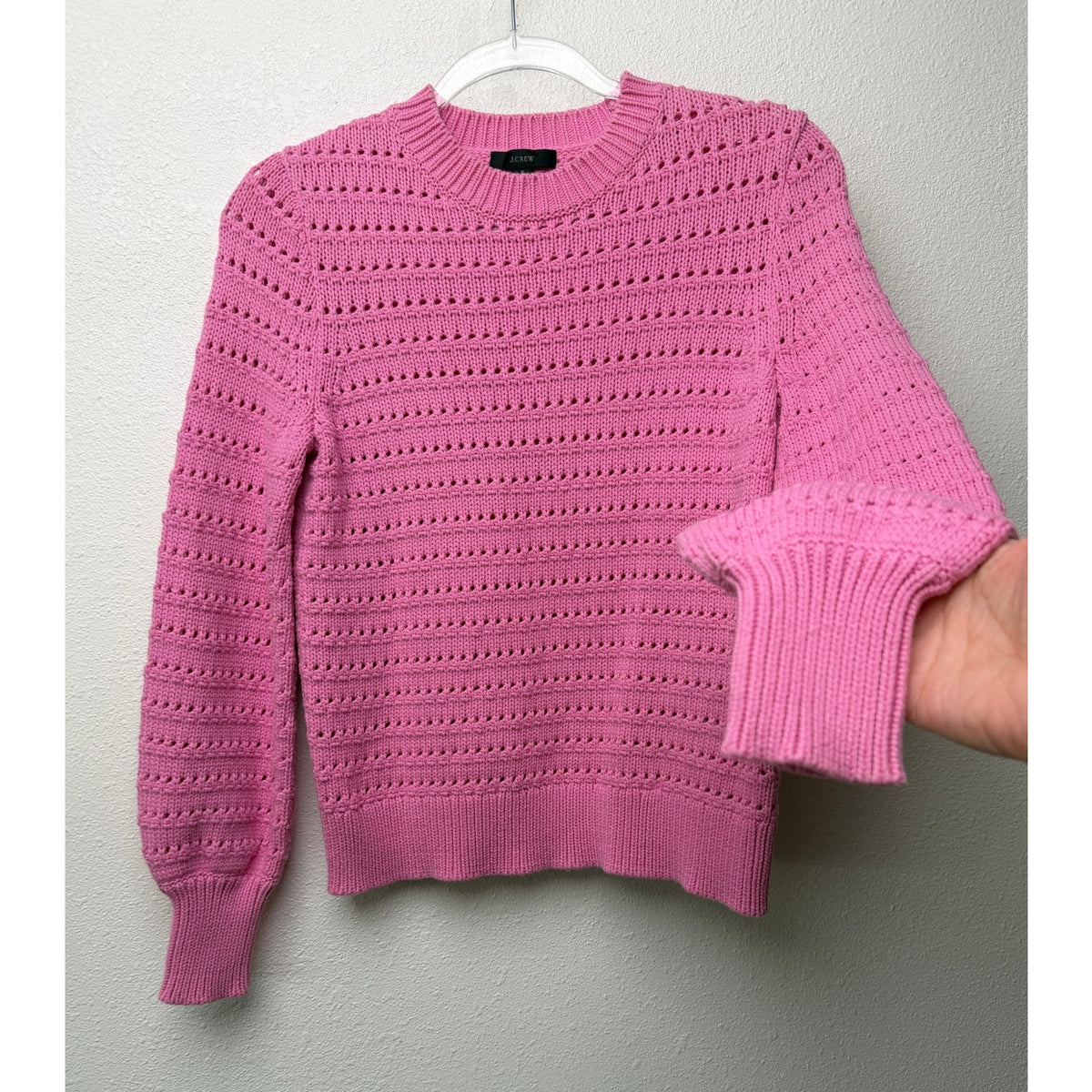 J.Crew Pink Pointelle Open Knit Sweater Women S