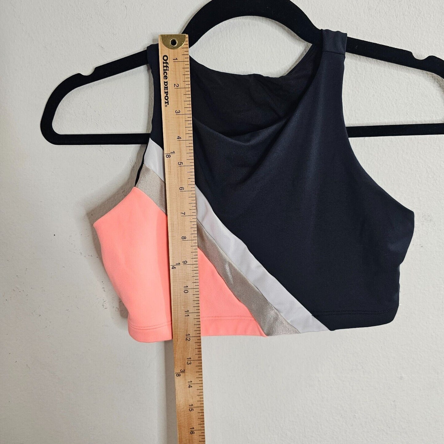 Leonisa Peach White & Black Stripe High Neck Maximum Support Sports Bra Top S