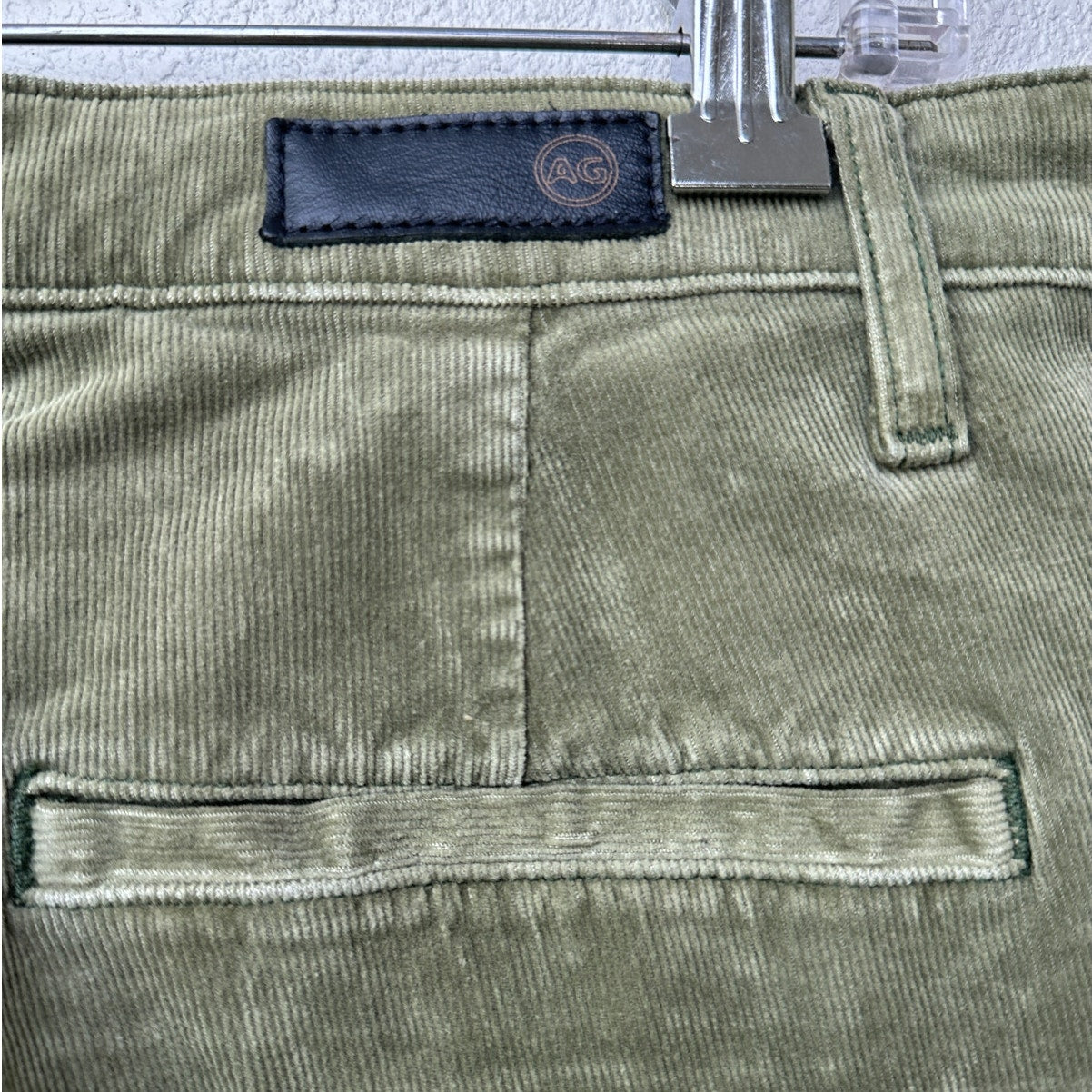 AG Adriano Goldschmied Caden Tailored Corduroy Trousers Olive Green Women’s 31R