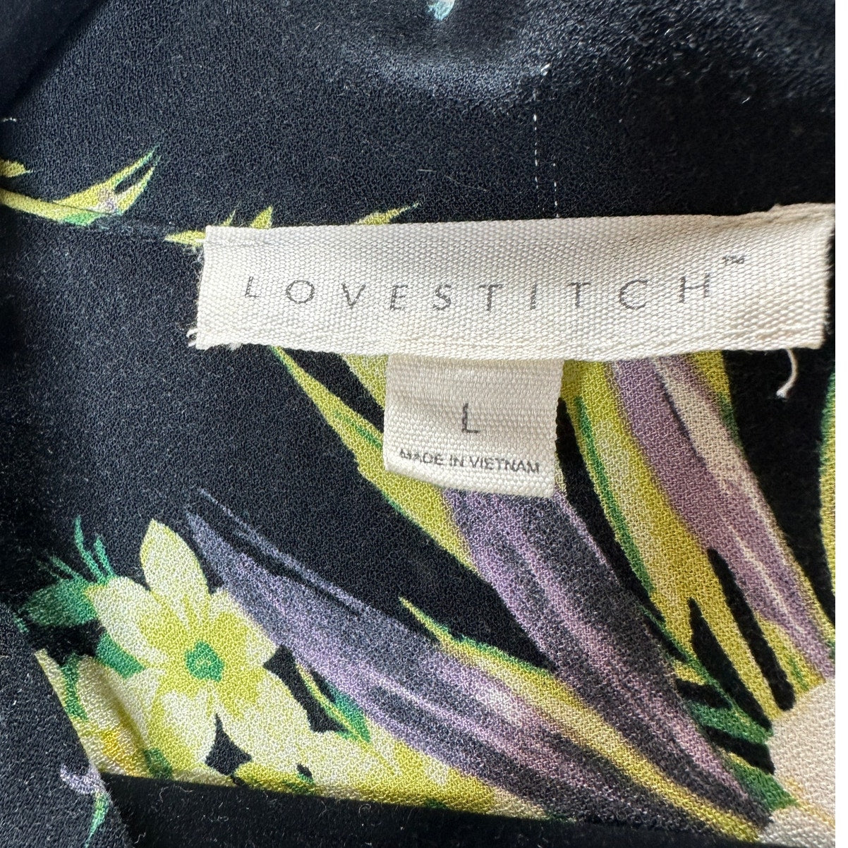 Lovestitch Black Teal Yellow Multi Color Short Sleeve Collared Button Hawaiian Shirt L