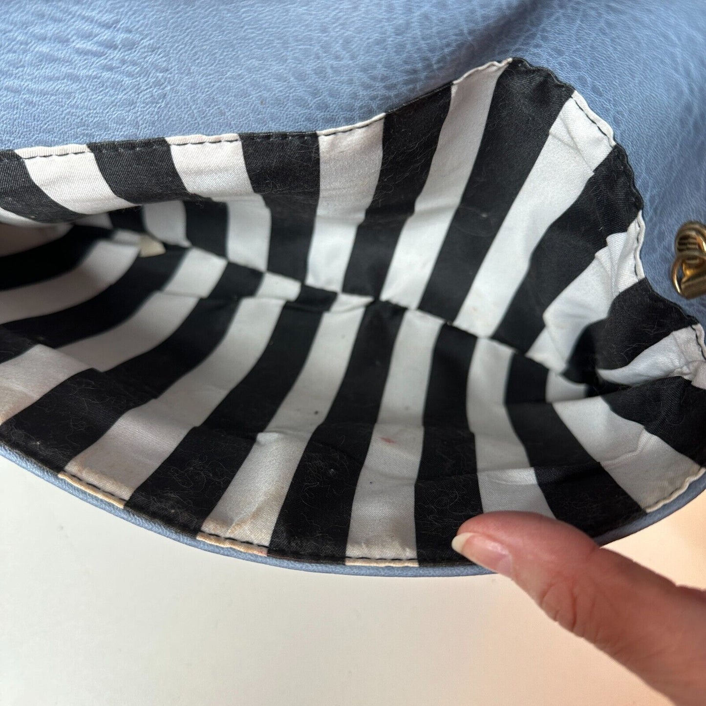 Urban Expressions Stella Dusty Blue Pebble Vegan Striped Interior Leather Clutch