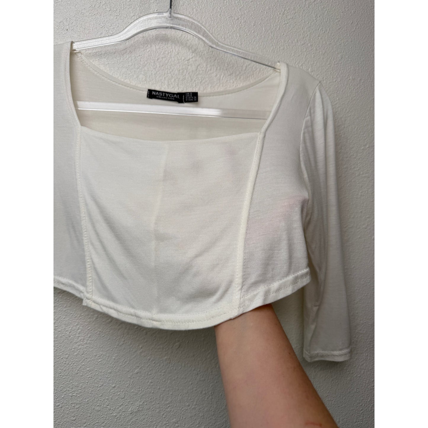 Nasty Gal Cream Square Neck Crop Top Womens US 4