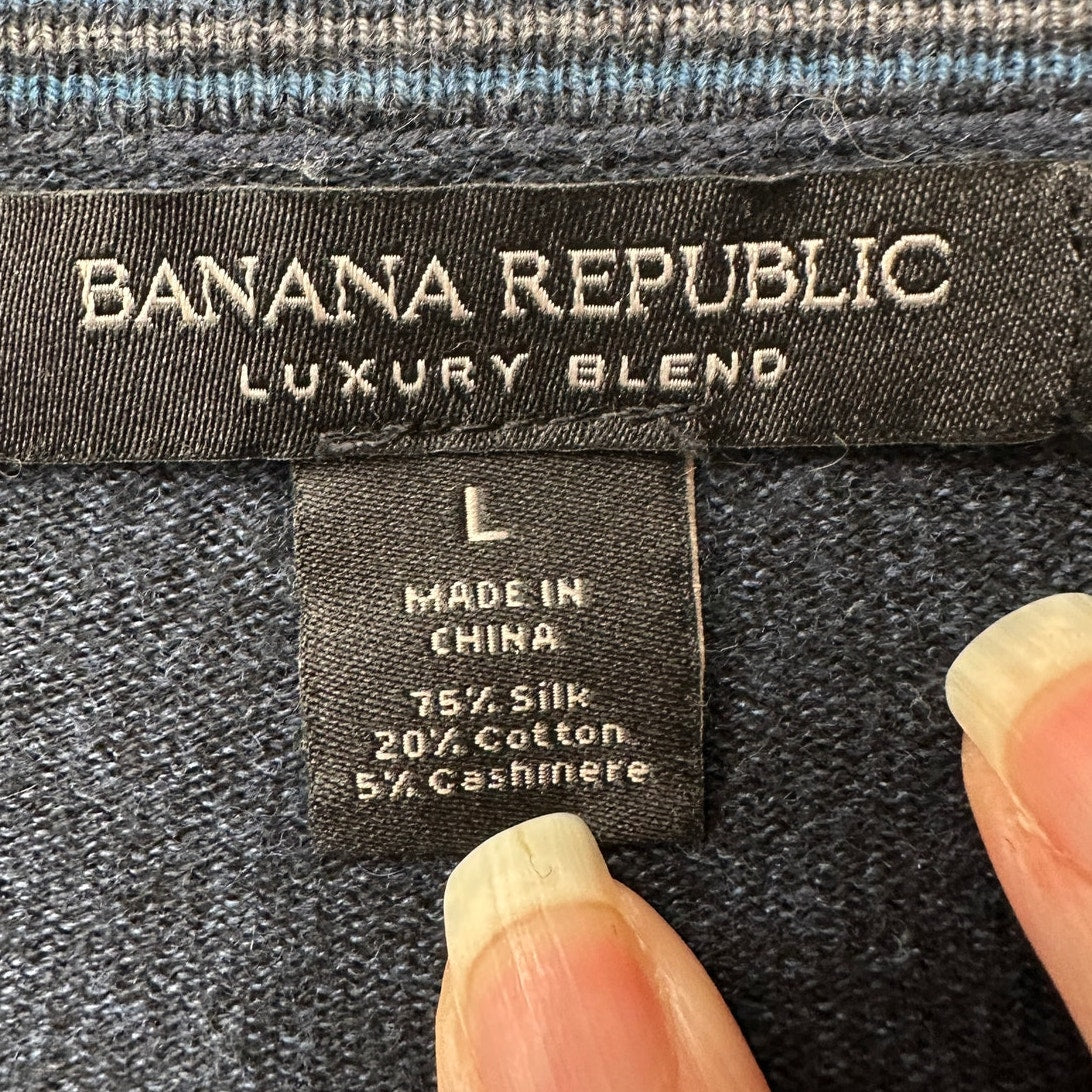 Banana Republic V Neck Sweater Blue L Silk Cashmere