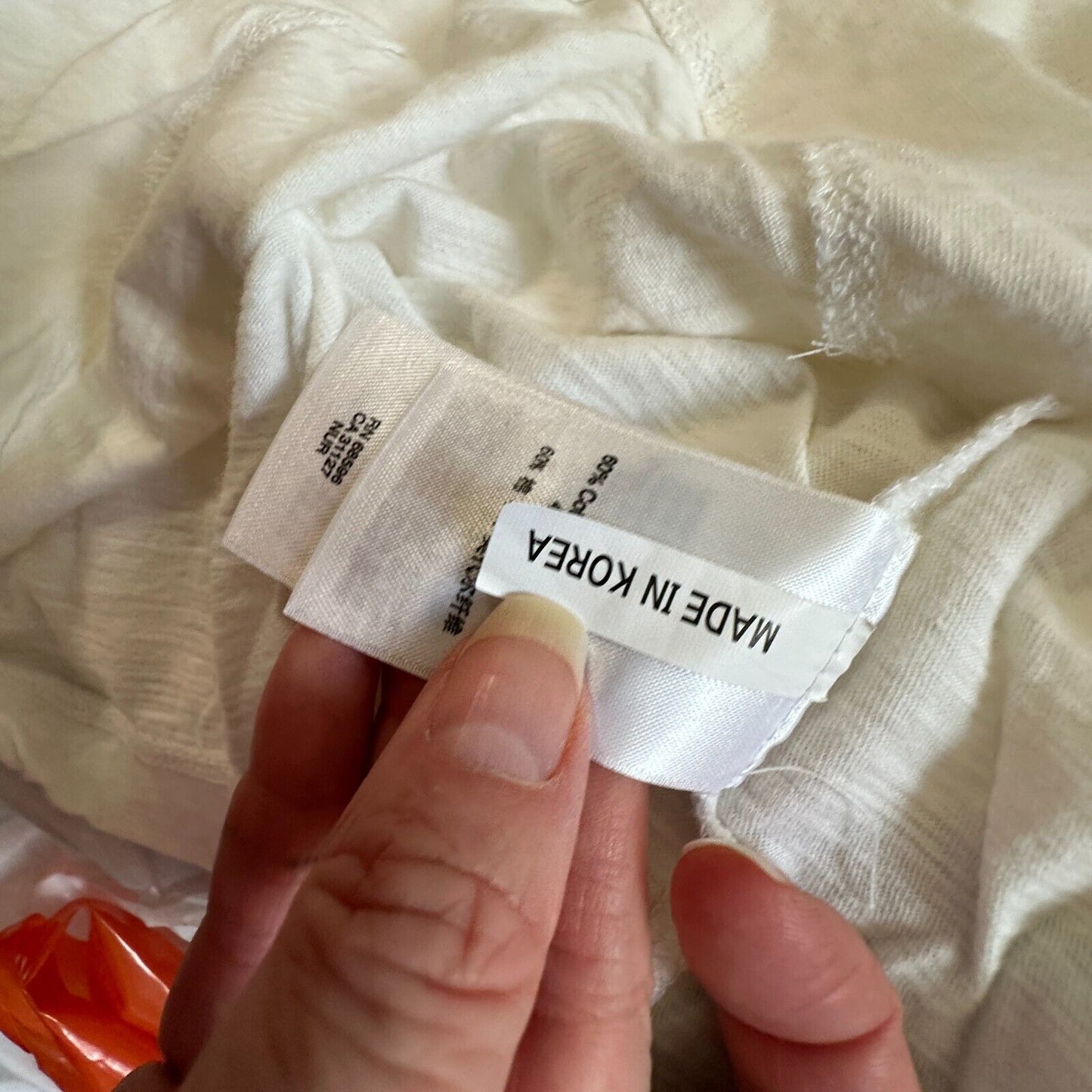 DKNY Ultra Soft Cream Short Sleeve Side Slit Round Neck Boxy Crop Top L