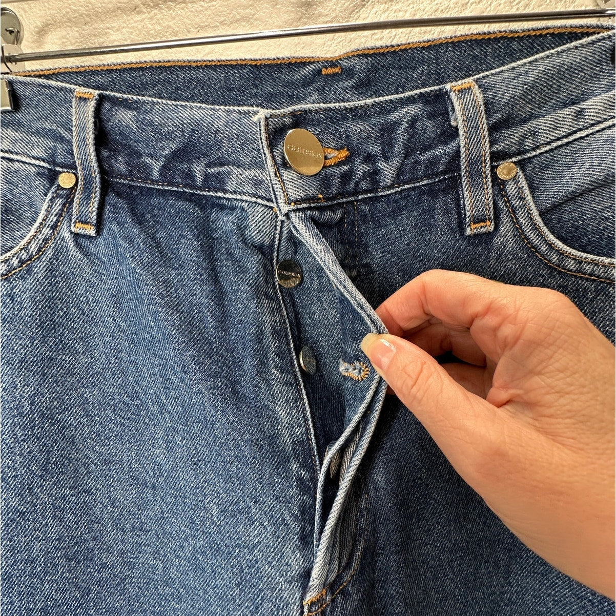 Goldsign Gold Button Fly Medium Wash Straight Leg Crop Jeans 31