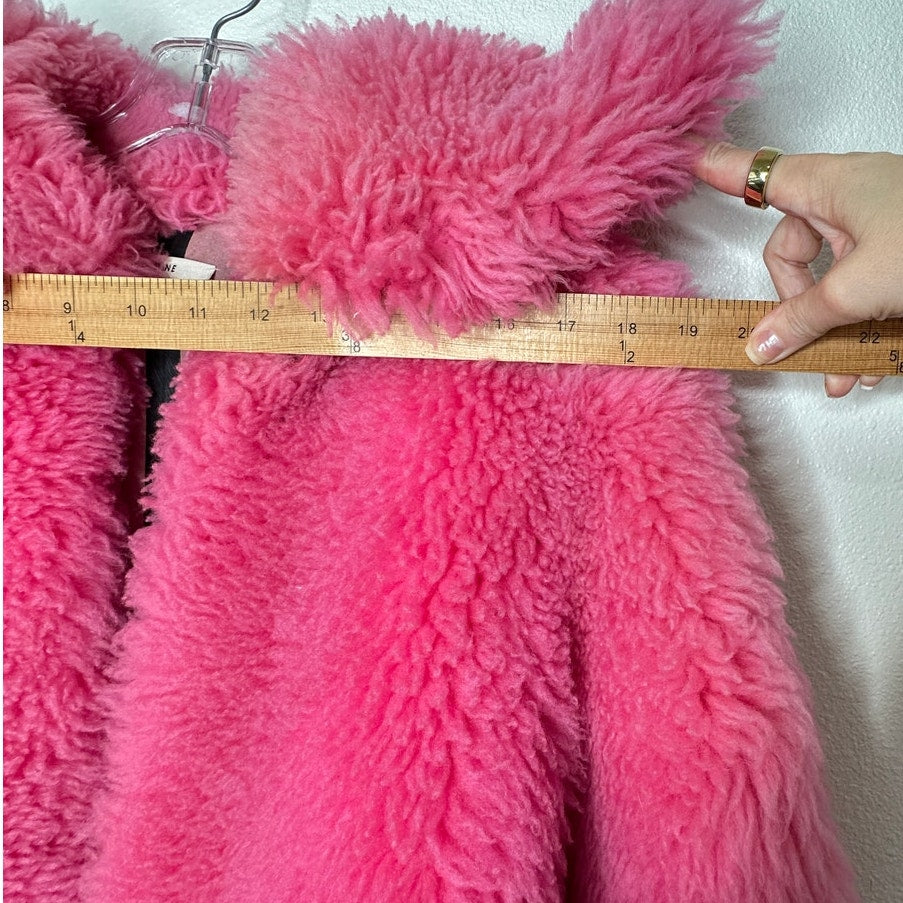 Celine Pink Shearling Belted Longline Coat Women’s Size 8