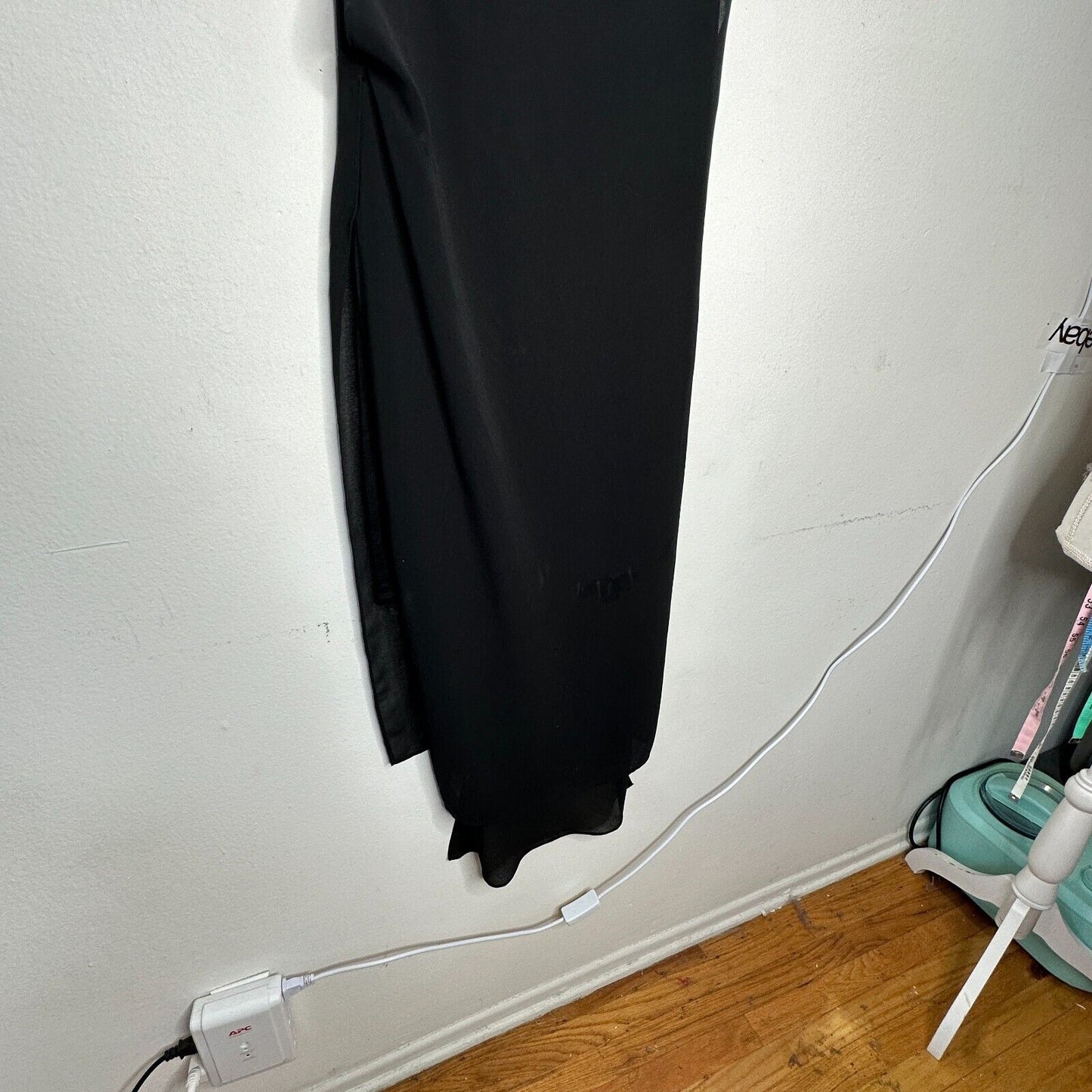 Hyfve Black Draped Sleeveless Faux Wrap Midi Dress Med