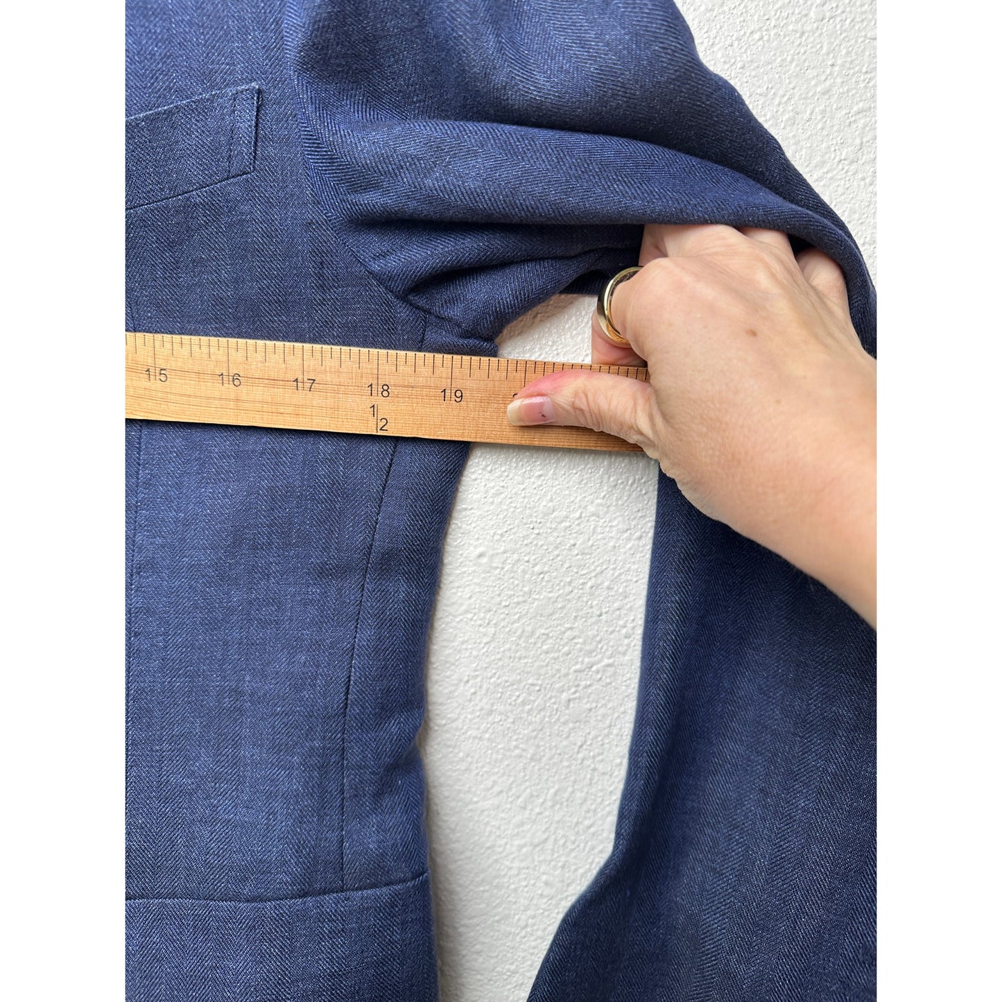 Windsor Men’s Stand-Collar Blue Blazer US 34 (EU 44) Suede Trim