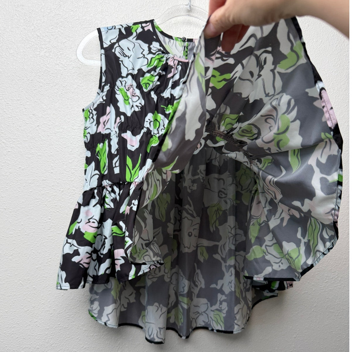 Brogger Floral Smocked Sleeveless Blouse Black S