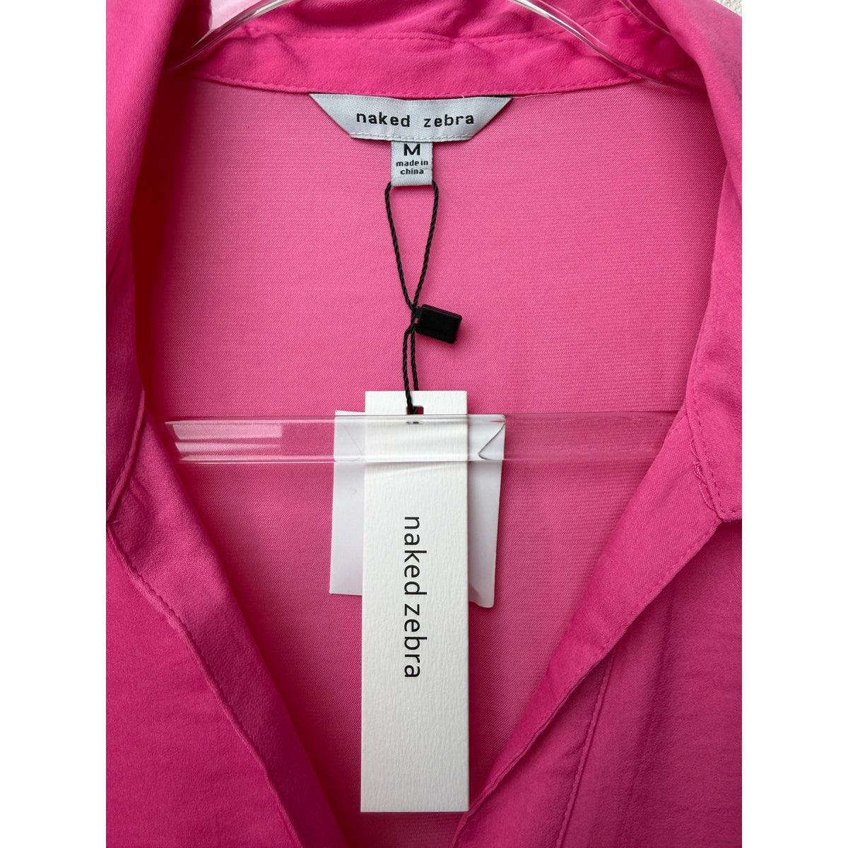 NWT Naked Zebra Fuchsia Satin Blouse Women M