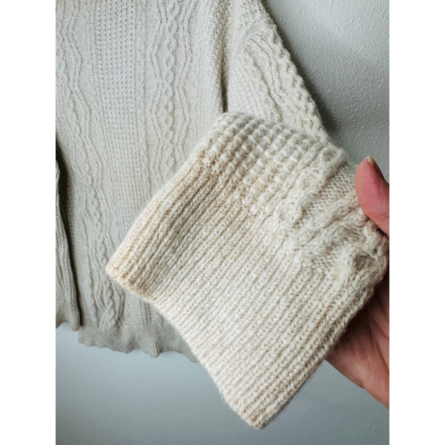 Vince Cream Chunky Knit Long Sleeve Mock Neck Sweater L