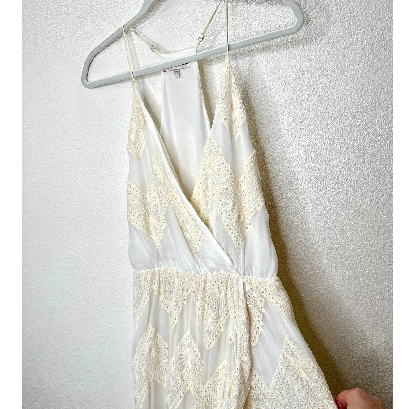 Lavender Brown Cream Willow Ruffle Embroidered Tulip Midi Dress L