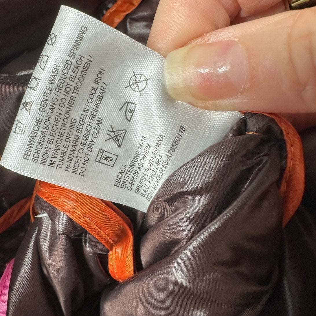 Escada Sport Orange Goose Down Quilted Puffer Belted Vest 38 / 8