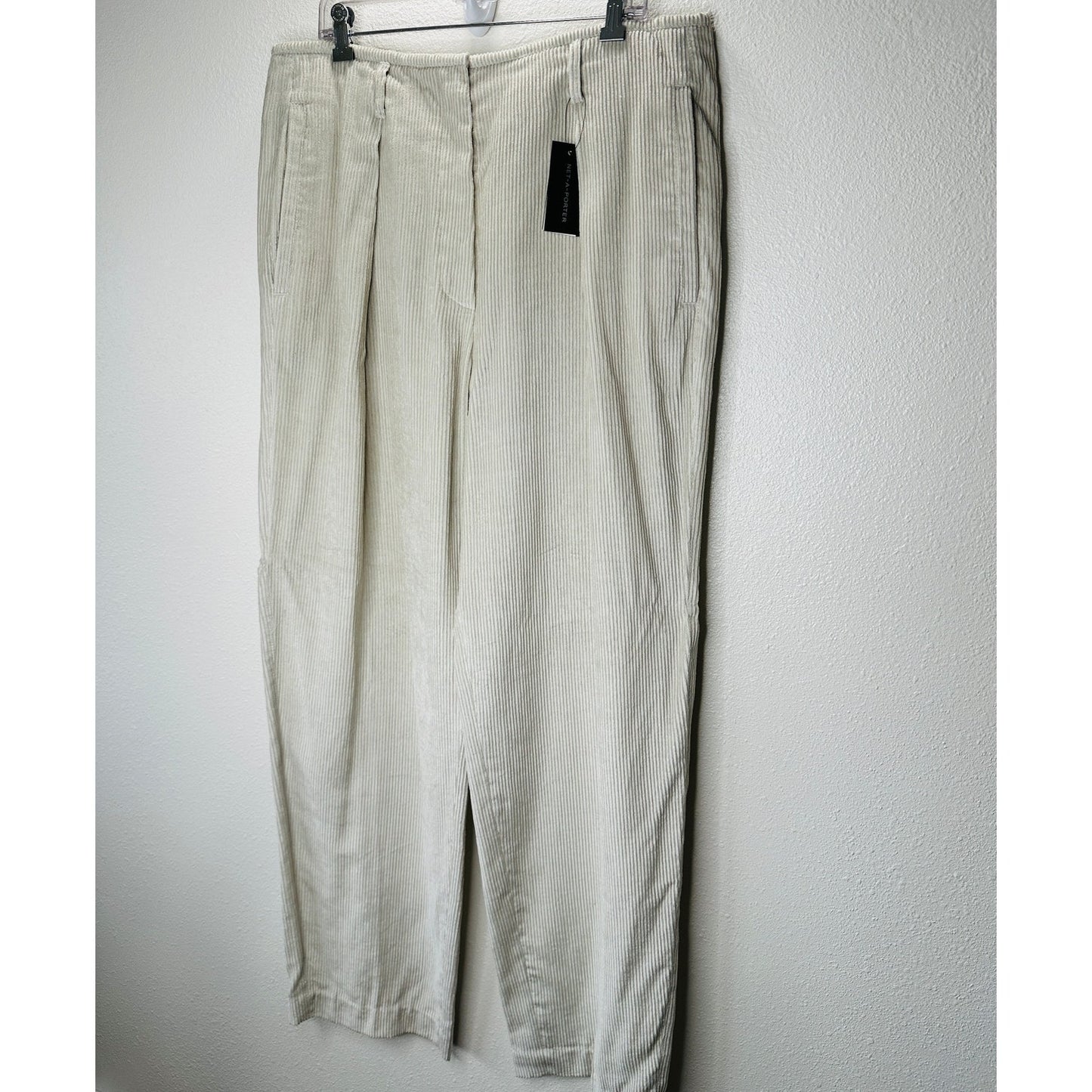 NWT Brunello Cucinelli Oversize Sand Beige Front Pleat Wide Leg Corduroy Pant 14