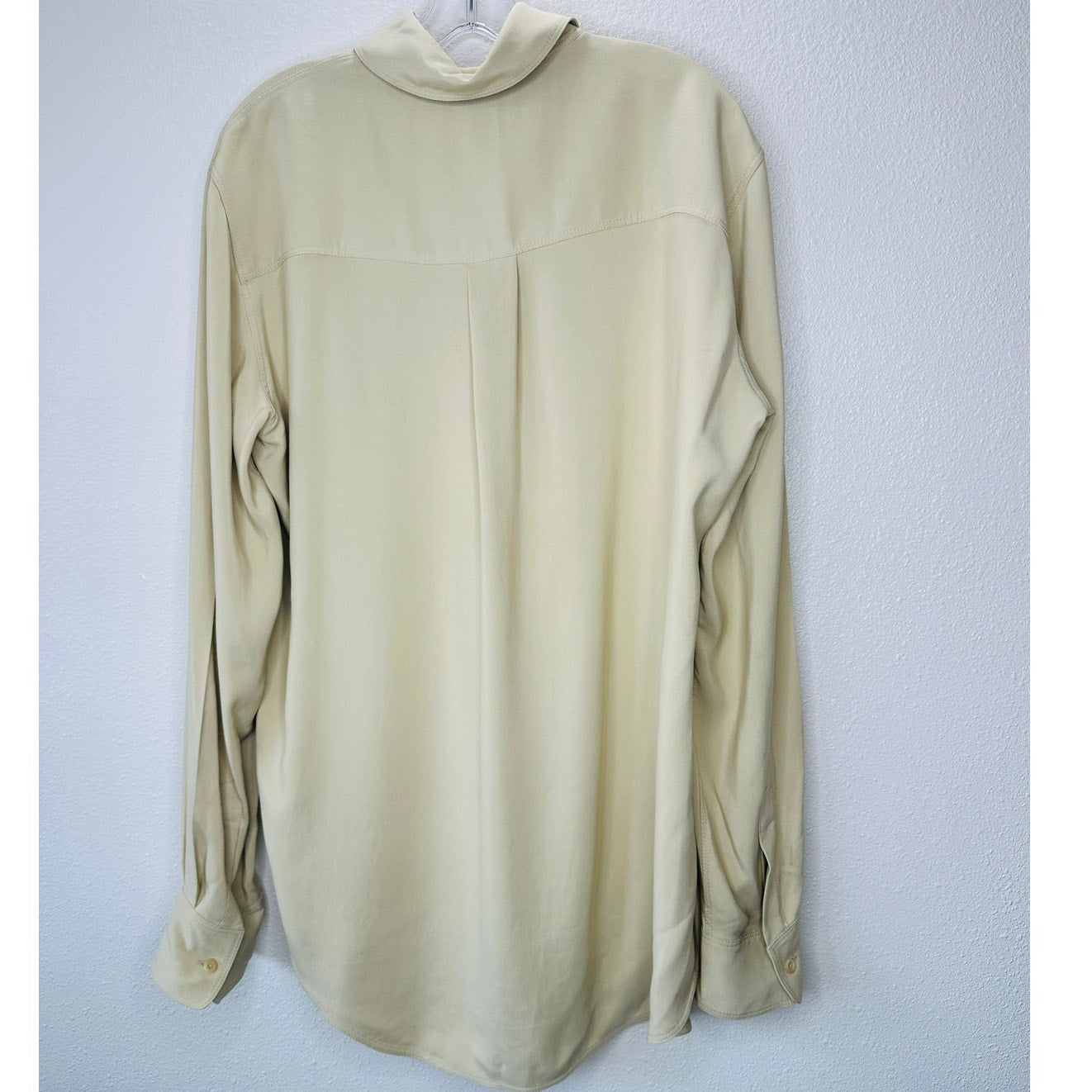 NWT Petar Petrov Lami Silk Blend Collared Draped Pleat Long Sleeve Blouse 44 / L