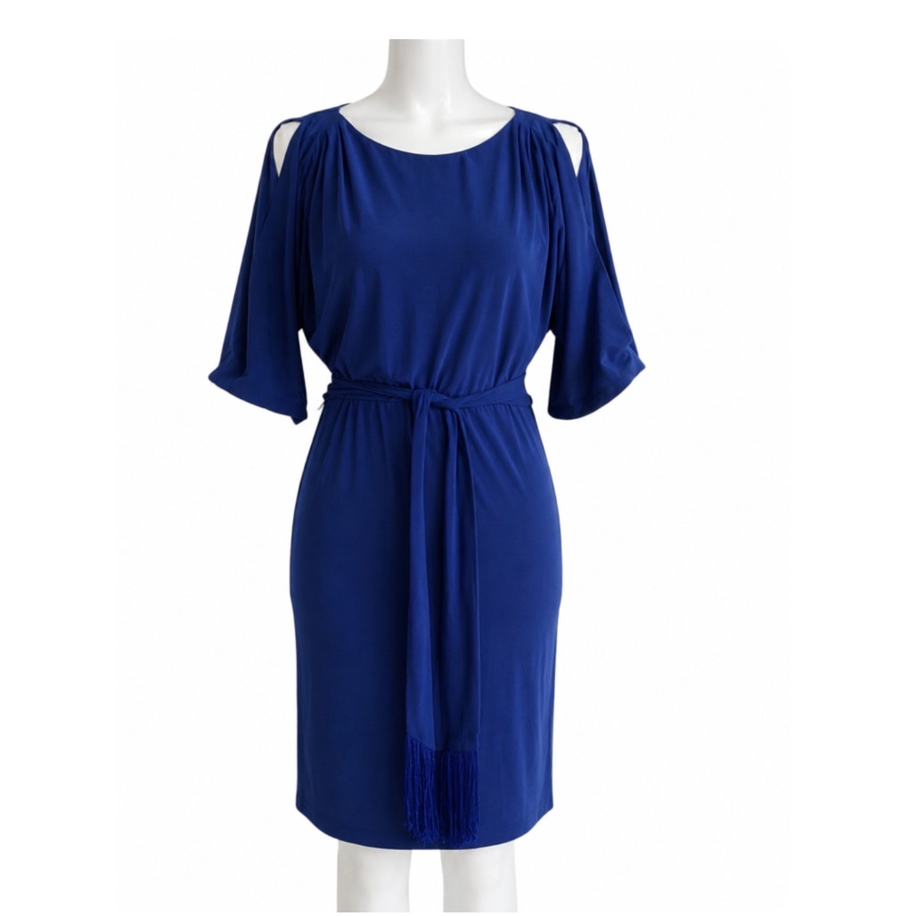 Jessica Simpson Royal Blue Split Sleeve Tie Sash Mini Cocktail Dress Small