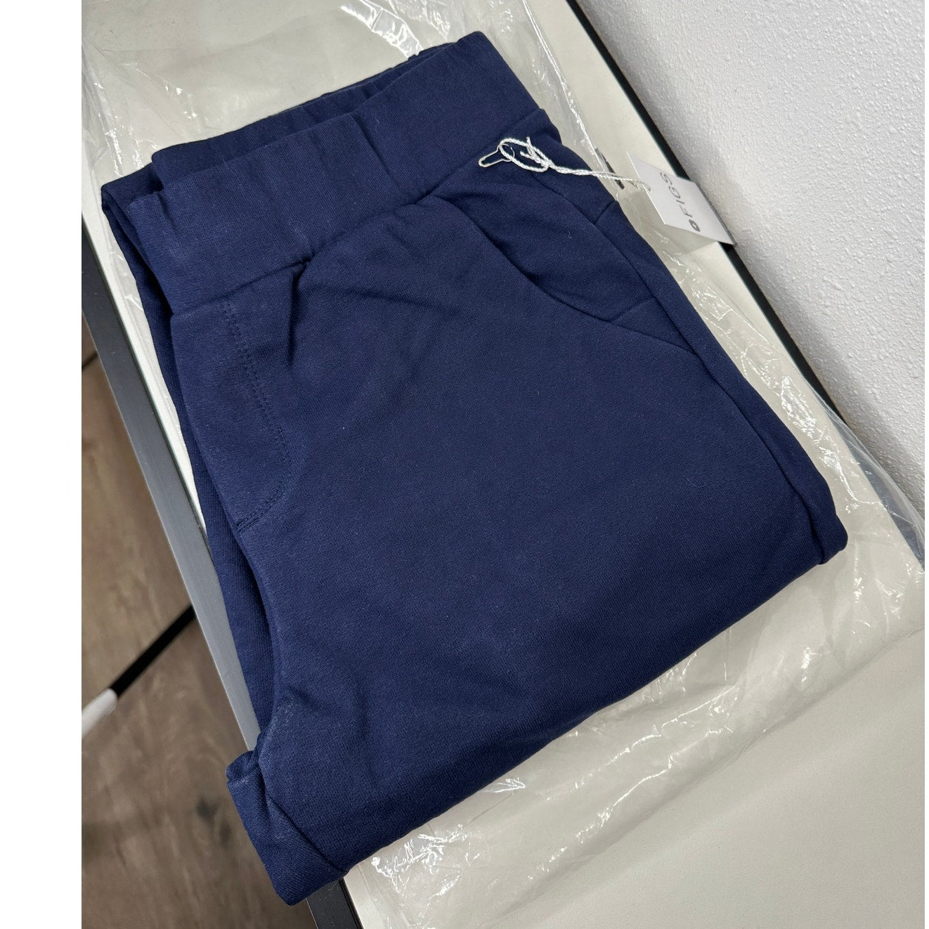 NWT Figs Navy French Terry Sweatpants Elastic Waist Scrubs S