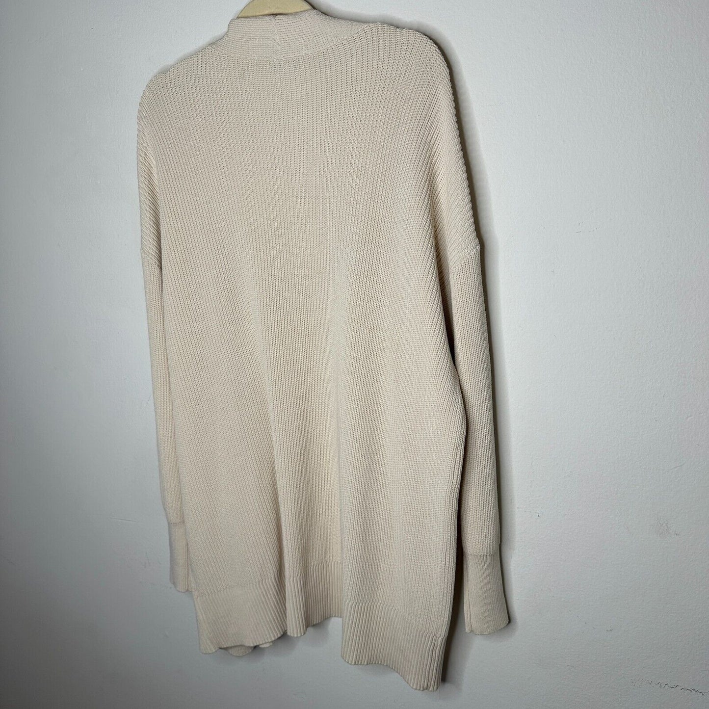 Zara Cream Heavy Ribbed Knit Longline Open Face Cardigan Sweater Ribbed Medium