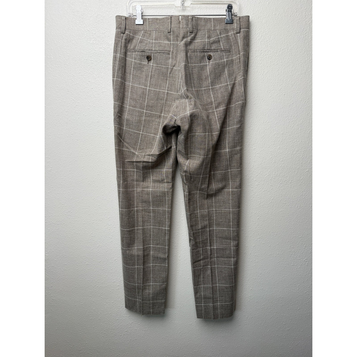 Banana Republic Taupe Windowpane Trousers Men 31x32