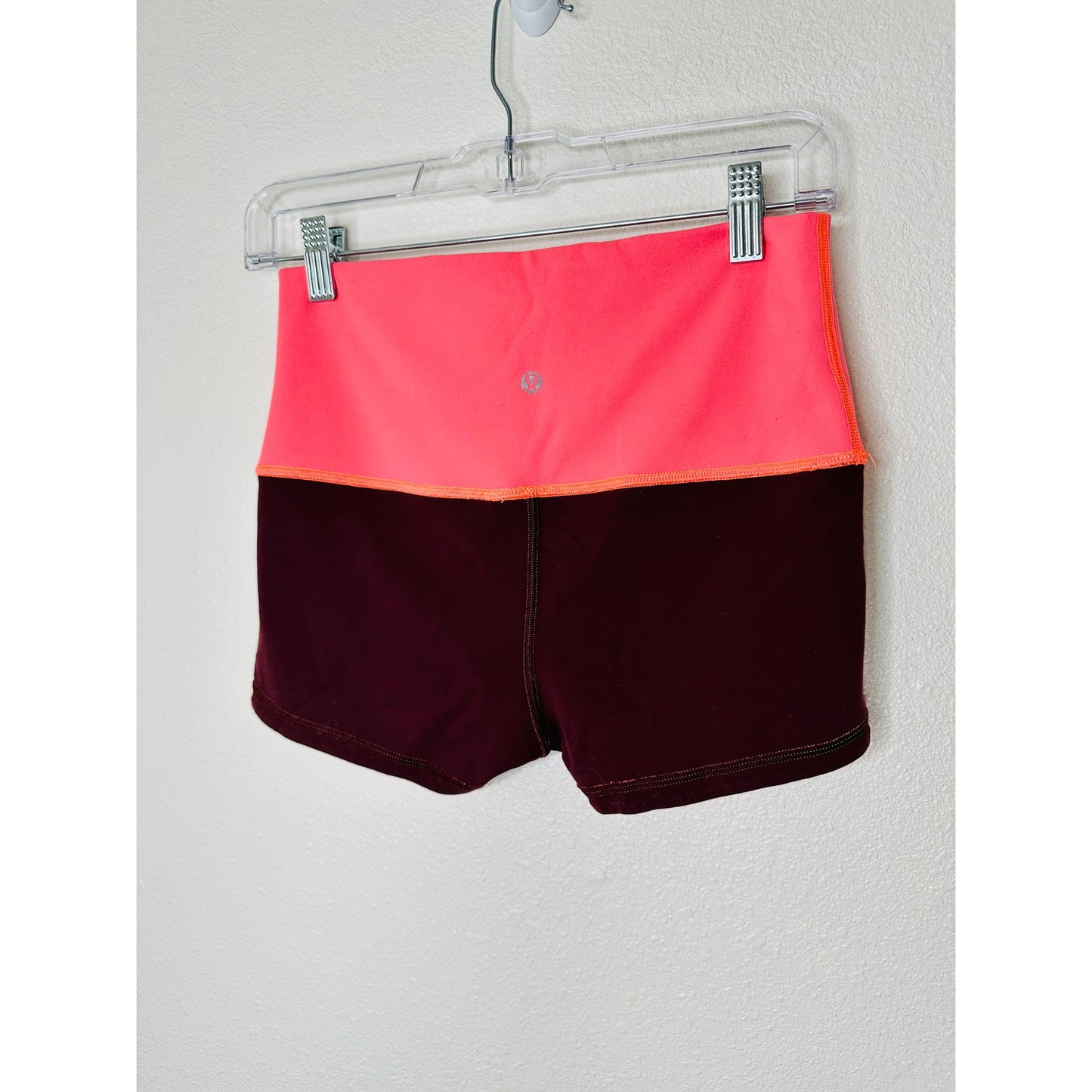 Lululemon Peach Bordeaux Reversible Sweat Wicking Boogie Short Shorts 2