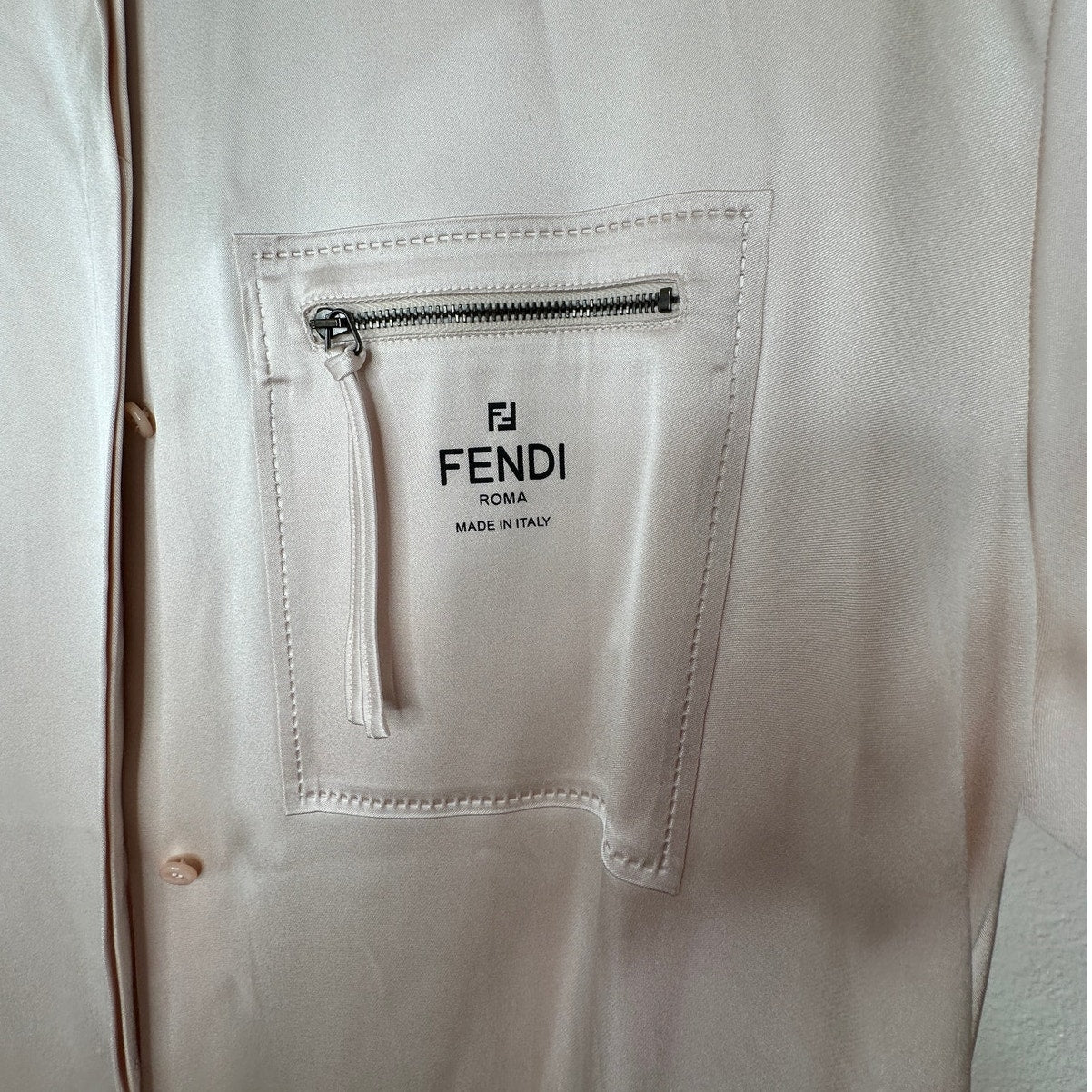 NWT Fendi The Abito Fluid Draped Daily Dress Top in Almond 100% Silk 40 / 8